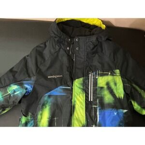Zero Exposure 12-14 Kids Ski Snowboard Jacket Hooded Black Green Blue Graphic